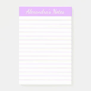 Einfach Elegant Lavendel Liniierte Personalisierte Post-it Klebezettel