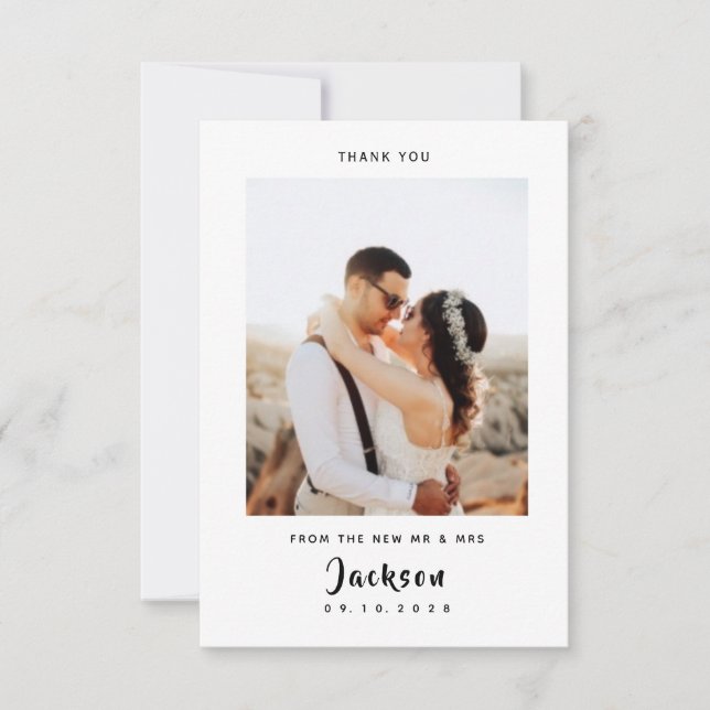 Einfach elegant mit Foto Wedding Dankeschön Card Dankeskarte (Vorderseite)