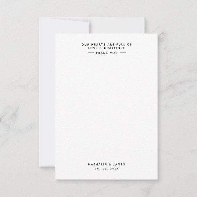 Einfach elegant mit Foto Wedding Dankeskarte (Vorderseite)