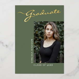 Einfach elegant modern 1 Foto Foil Grad Card Folieneinladung