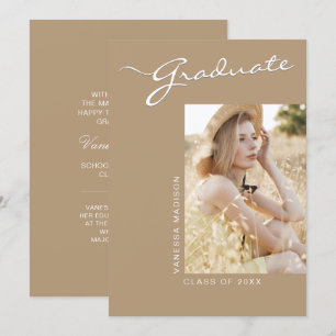 Einfach elegant modern 1 Foto Khaki Grad Ankündigung