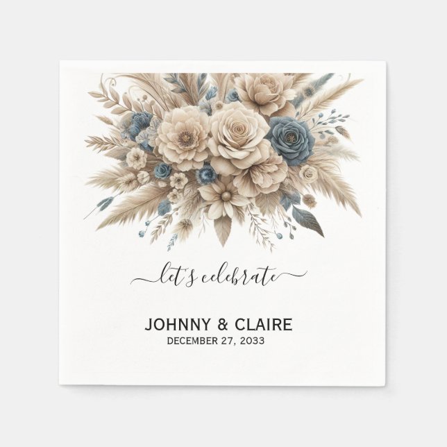 Einfach Elegant Modern Boho Pampasgras Klassiker Serviette (Vorderseite)