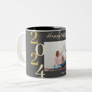 Einfach Elegant Modern Frohes Neues Jahr Ein Foto Zweifarbige Tasse