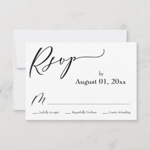 Einfach, elegant, modern Schwarz-Weiß RSVP Karte