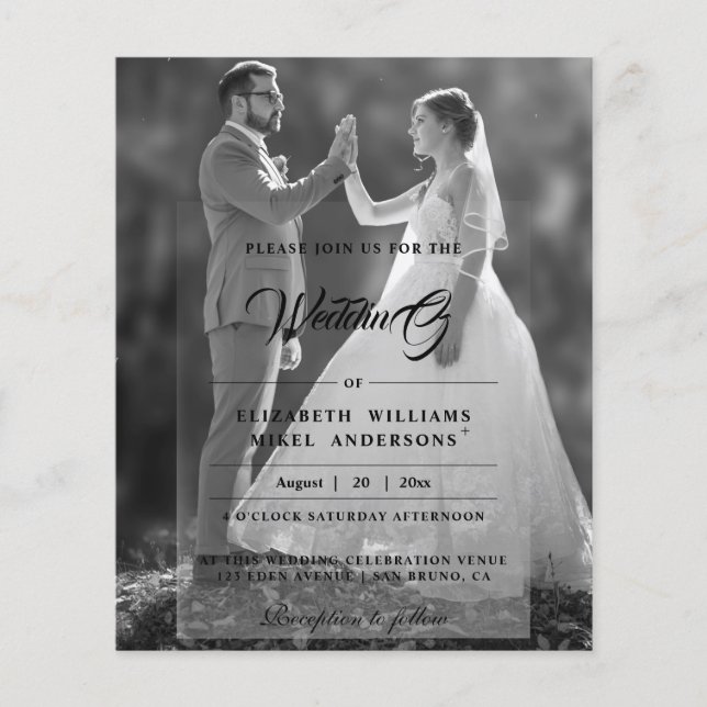 Einfach elegant Moderne Foto Front & Back Wedding  Flyer (Vorne)