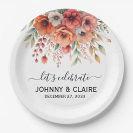 Einfach Elegant Moderne Terrakotta Blumen Klassisc Pappteller