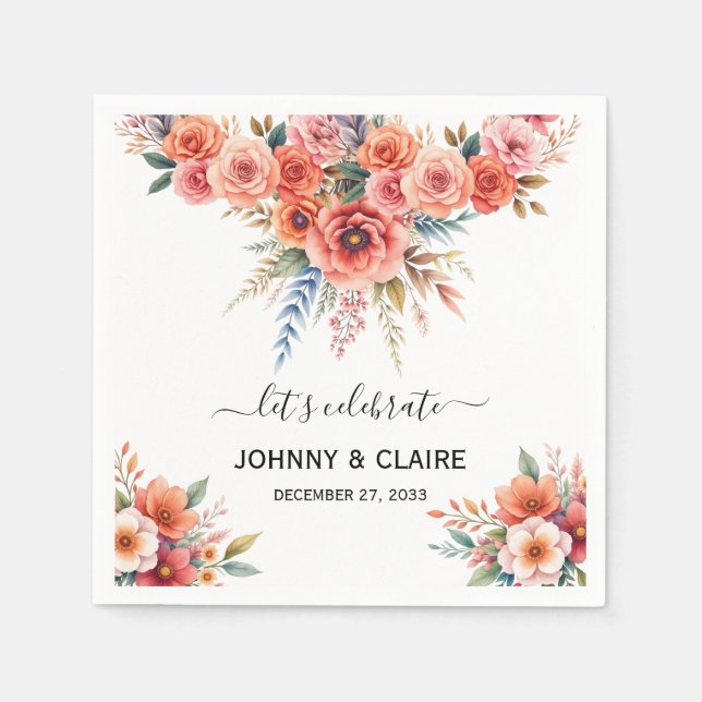 Einfach Elegant Moderne Terrakotta Botanisch Klass Serviette (Vorderseite)