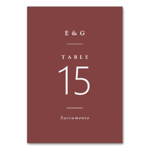Einfach elegant Moderner Burgunder Wein Hochzeit Tischnummer