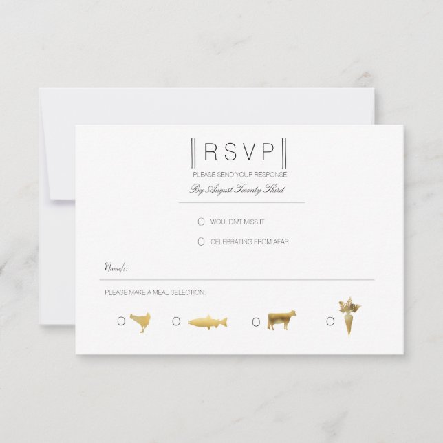 Einfach elegant | Modernes Black & Gold UAWG RSVP Karte (Vorderseite)