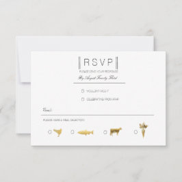 Einfach elegant | Modernes Black & Gold UAWG RSVP Karte