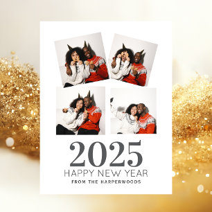 Einfach elegant Modernes Happy New Year 3 Foto Feiertagspostkarte