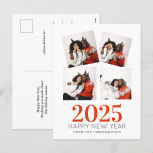 Einfach elegant Modernes Happy New Year 3 Foto Feiertagspostkarte