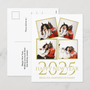 Einfach elegant Modernes Happy New Year 4 Foto Feiertagspostkarte