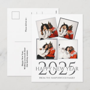 Einfach elegant Modernes Happy New Year 4 Foto Feiertagspostkarte