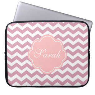 einfach, elegant, modernes rosa Chevron-Zickzack Laptopschutzhülle