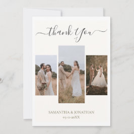 Einfach Elegant Modernes Skript 6 Fotos Hochzeit Dankeskarte