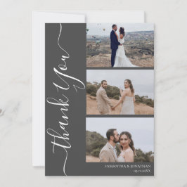 Einfach Elegant Modernes Skript 6 Fotos Hochzeit Dankeskarte