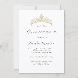 Einfach Elegant Modernes Tiara Quinceanera Einladung