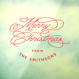 Einfach & elegant Niedlich Frohe Weihnachten Perso Fensteraufkleber