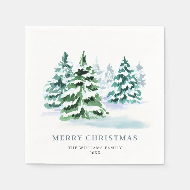 Einfach elegant Pine Tree Weihnachtsfeiertag Serviette (Vorderseite)