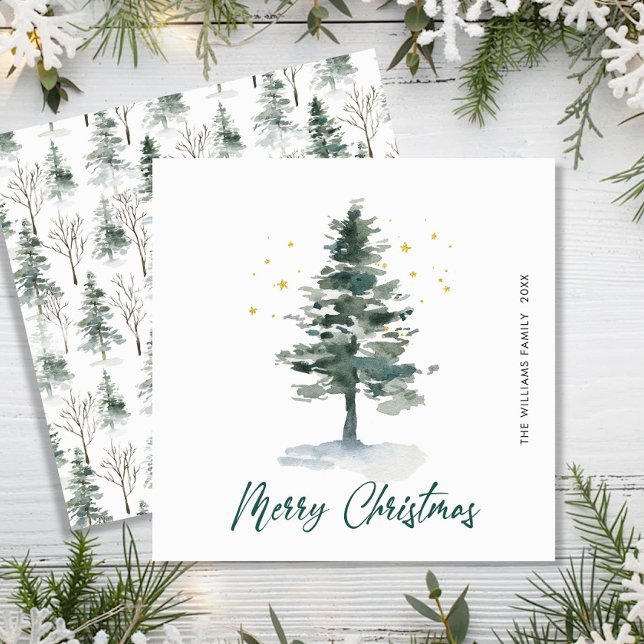 Einfach Elegant Pine Tree Weihnachtsgrüße Feiertagskarte (Von Creator hochgeladen)