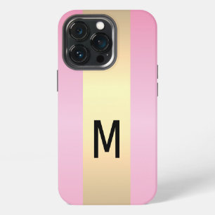 Einfach elegant rosa Metallic mit Monogramm iPhone 13 Pro Hülle