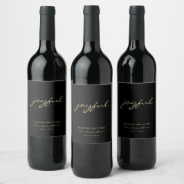 Einfach elegant Schwarz & Gold Weihnachten/Urlaub Weinetikett