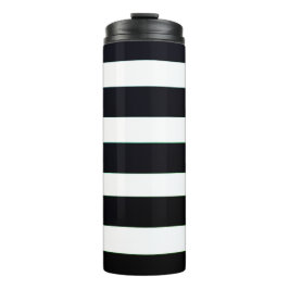 Einfach elegant, schwarz und weiß gestreift thermosbecher