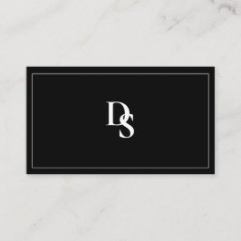 Einfach elegant Schwarz und Weiß mit Initial Visitenkarte