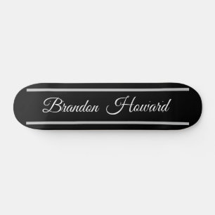 Einfach Elegant Schwarz Weiß Name Benutzerdefinier Skateboard