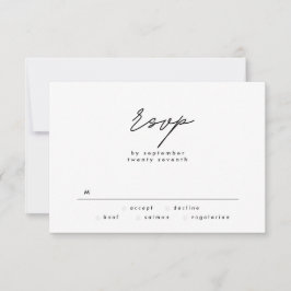 Einfach elegant Schwarz-Weiß-Text Hochzeit RSVP
