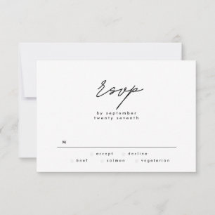Einfach elegant Schwarz-Weiß-Text Hochzeit RSVP