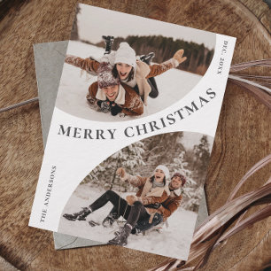 Einfach Elegant Stilvoll 3 FOTO Weihnachts QR-Code Feiertagskarte