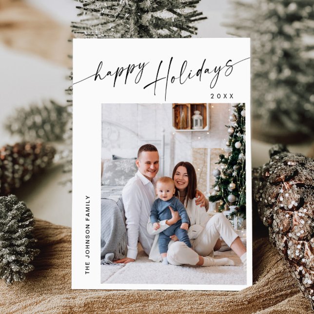 Einfach elegant Stilvolles FOTO Weihnachtsgrüßen Feiertagskarte (Von Creator hochgeladen)