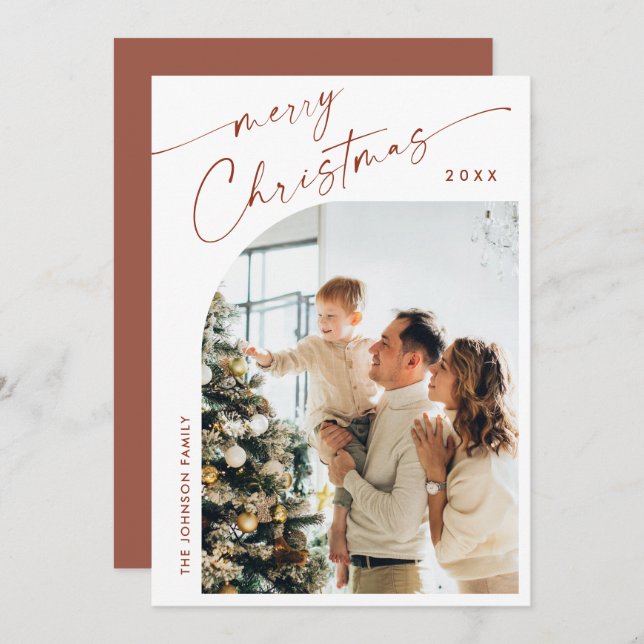 Einfach elegant Stilvolles FOTO Weihnachtsgrüßen Feiertagskarte (Vorne/Hinten)