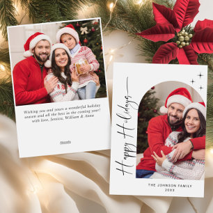 Einfach Elegant Stylischer 2-FOTO-Weihnachtsgruß Feiertagskarte