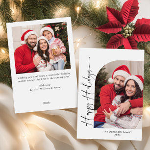 Einfach Elegant Stylischer 2-FOTO-Weihnachtsgruß Feiertagskarte