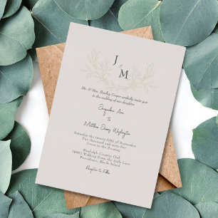 Einfach Elegant Taupe Foliage Wedding Gold Folieneinladung
