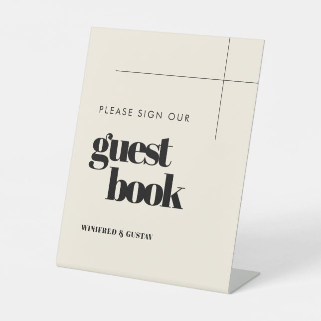 Einfach elegant Unterschreiben Sie unser Gästebuch Sockelschild (Vorderseite)