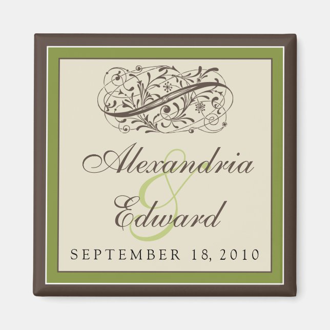 Einfach Elegant Wedding Fvor Magnet: olivgrün Magnet (Vorne)