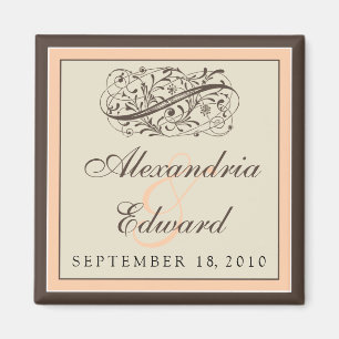 Einfach Elegant Wedding Fvor Magnet: Pfirsich Magnet