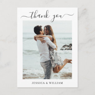 Einfach Elegant Wedding Hearts Foto Vielen Dank Postkarte