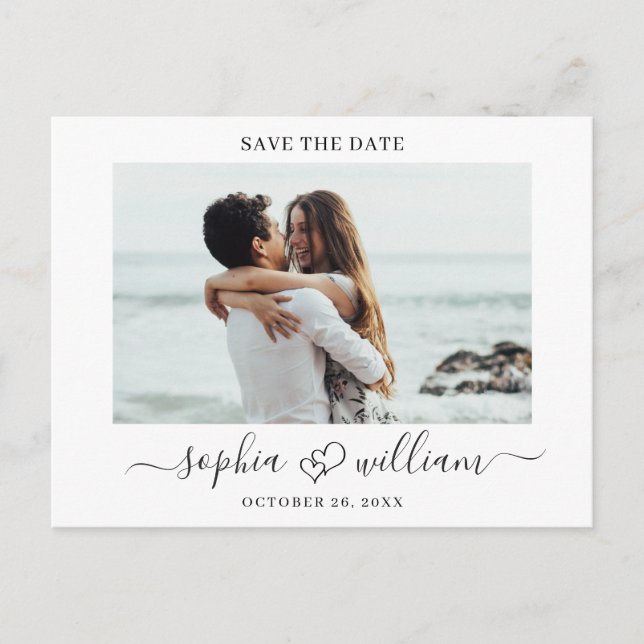 Einfach Elegant Wedding Hearts Save the Date Foto Postkarte (Vorderseite)