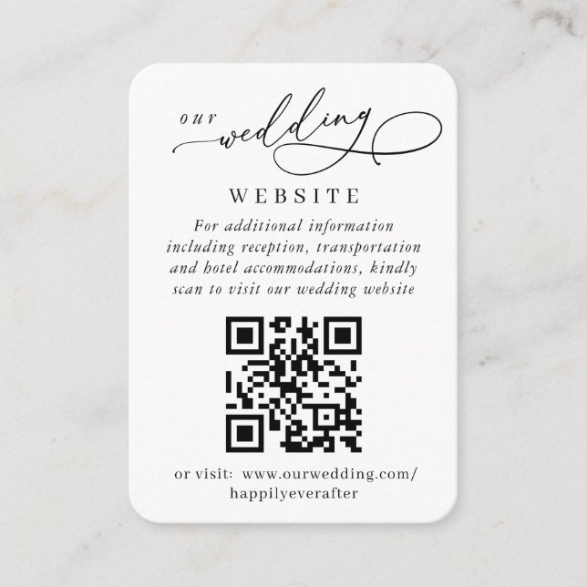 Einfach Elegant Wedding QR Code Einfache Details Begleitkarte (Vorderseite)