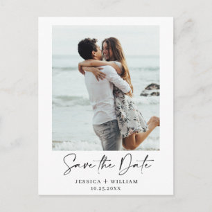 Einfach Elegant Wedding Save the Date Foto Ankündigungspostkarte