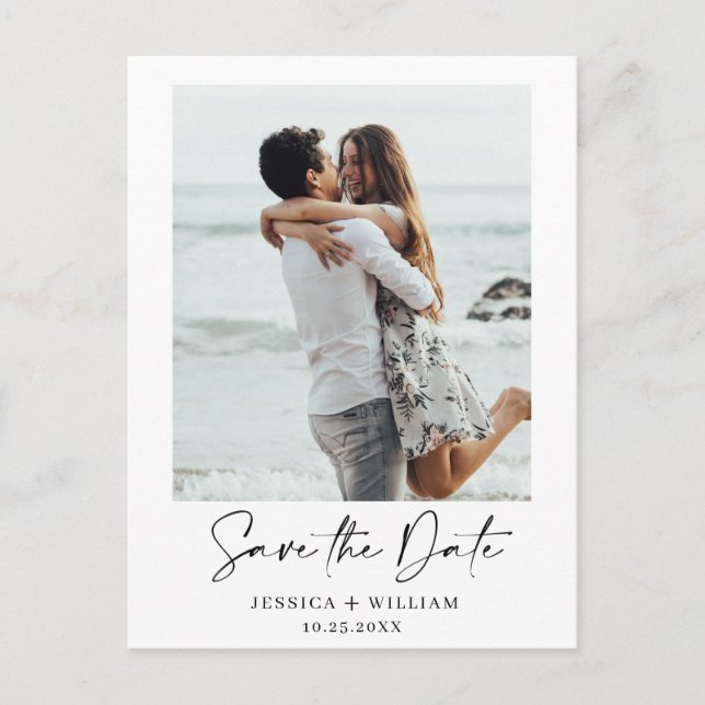 Einfach Elegant Wedding Save the Date Foto Ankündigungspostkarte (Vorderseite)