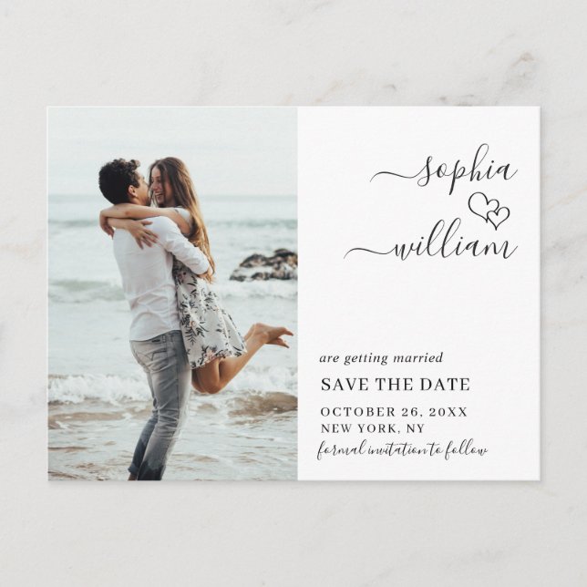 Einfach Elegant Wedding Save the Date Foto Postkarte (Vorderseite)