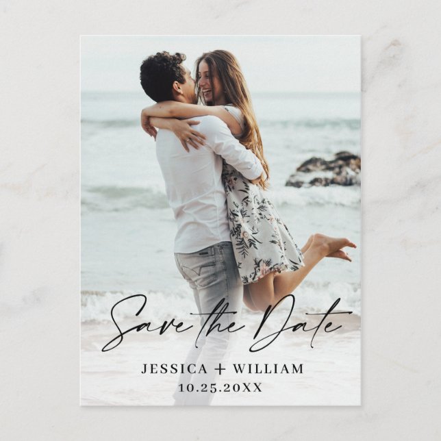 Einfach Elegant Wedding Save the Date Foto Postkarte (Vorderseite)