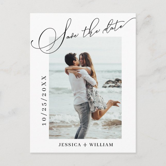 Einfach Elegant Wedding Save the Date Foto Postkarte (Vorderseite)