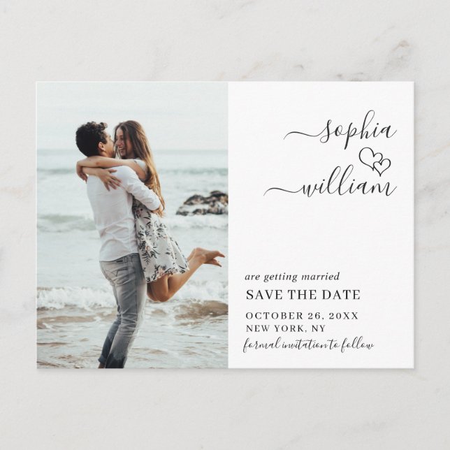 Einfach Elegant Wedding Save the Date Foto Postkarte (Vorderseite)